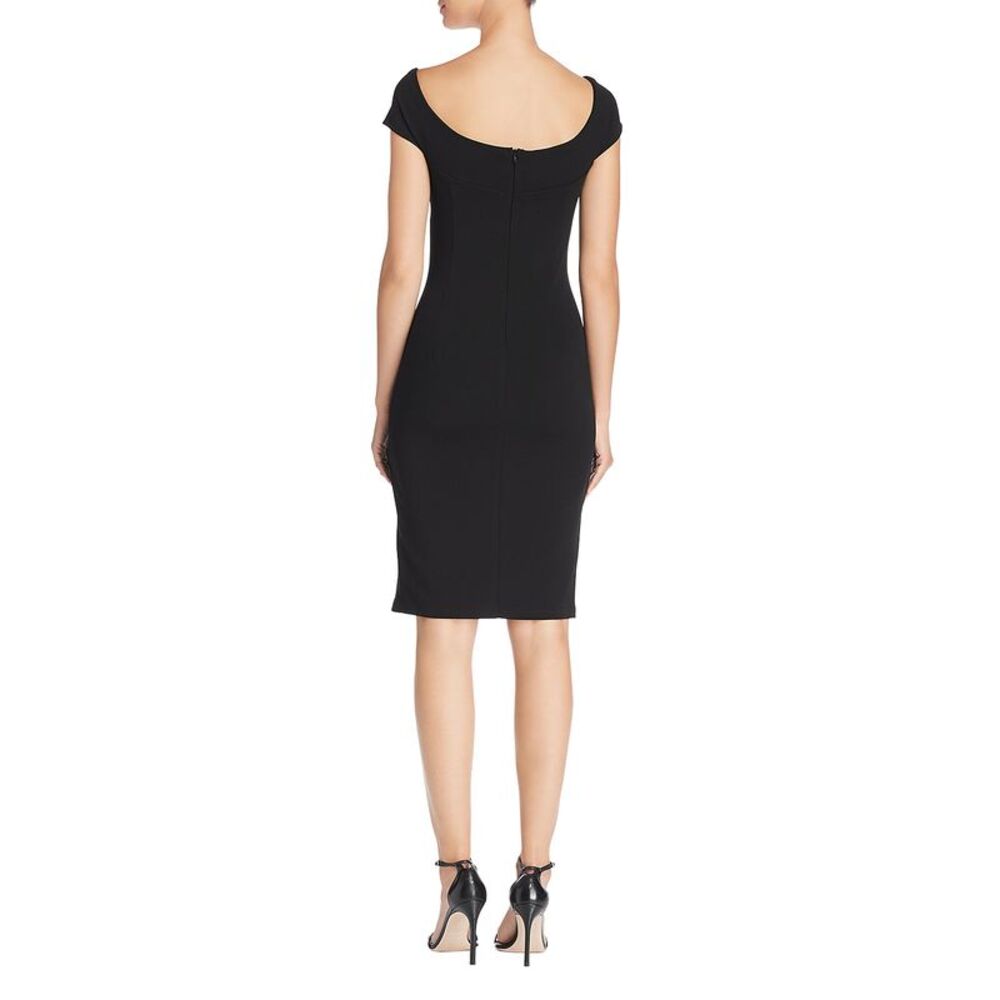 Aqua Womens Portrait Collar Twist-Front Dress Small Black - Picture 2 of 2